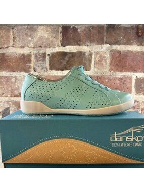 New DANSKO Orli Napa Aqua Leather Lace Up Sneaker Size 37 US 7